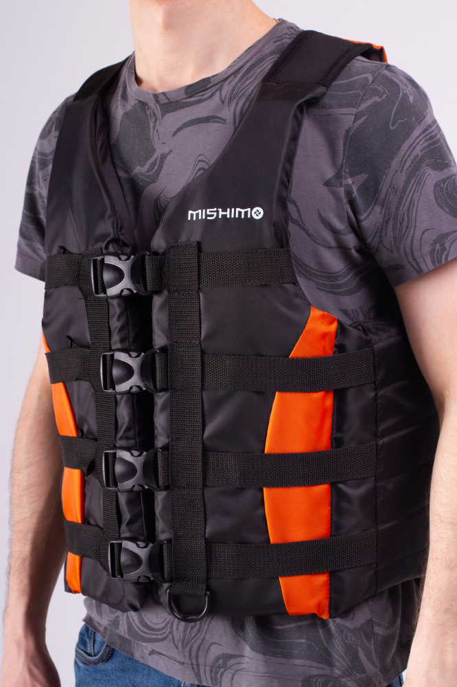 Жилет спасательный MISHIMO PRO Премиум качества Черно-оранжевый в Южно-Сахалинске