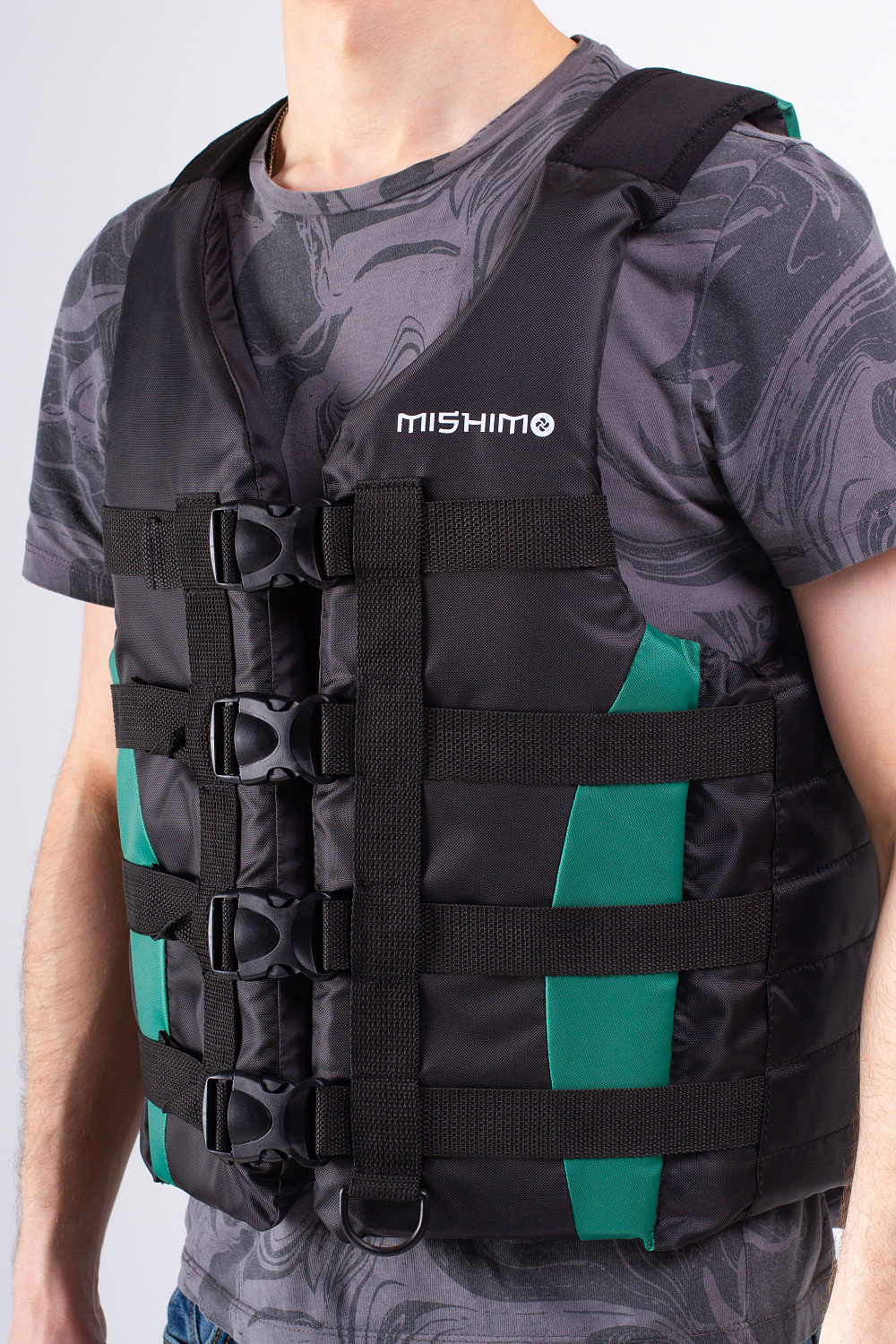 Жилет спасательный MISHIMO PRO Премиум качества Черно-зеленый в Южно-Сахалинске